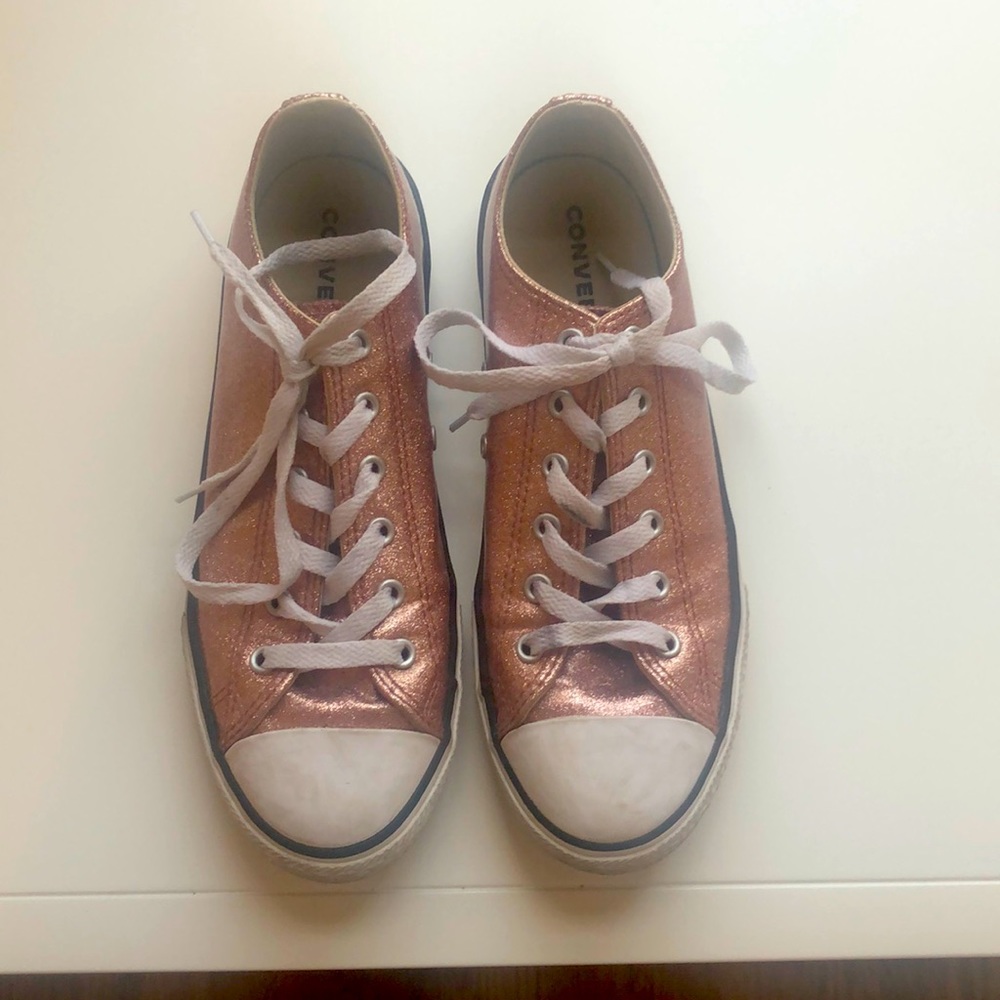Converse pink glitter lace up